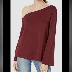 BB Dakota Women's Red Mostly Good French Terry Knit One Shoulder Top, size XS